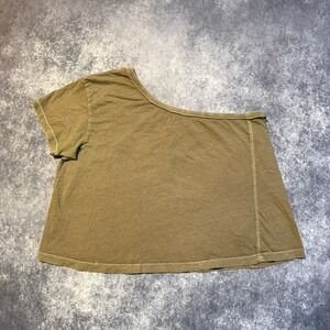 WE THE FREE Aubrey Tee One Shoulder Tunic Top Olive Green Women Size Medium